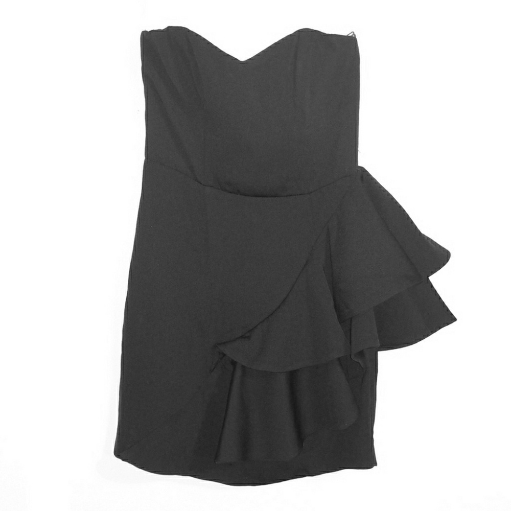 Strapless dress with side ruffles